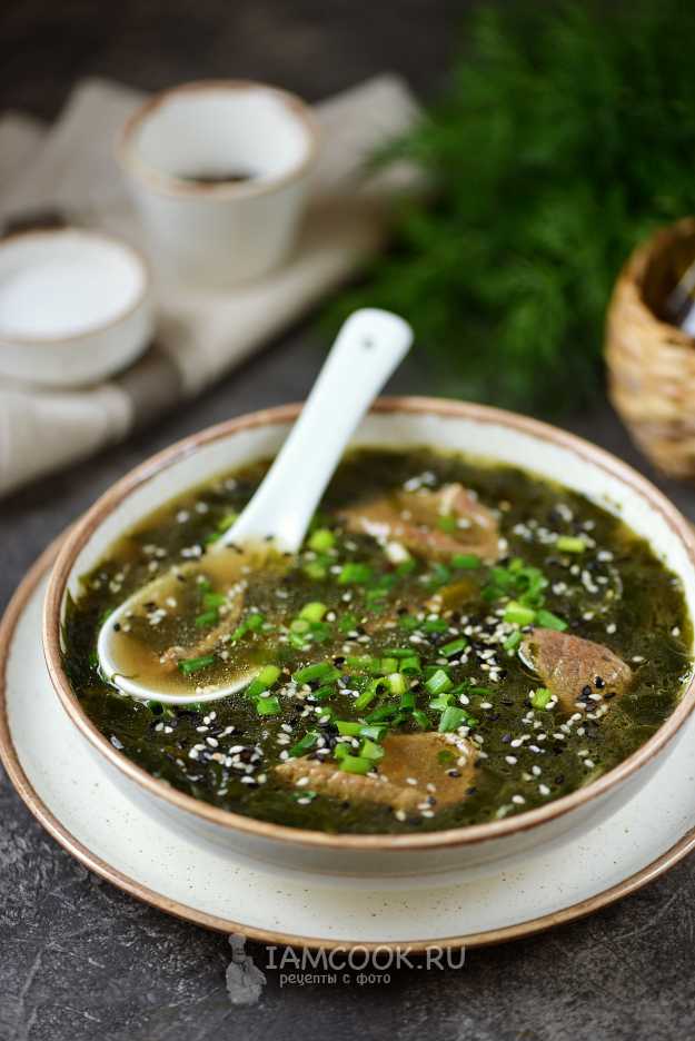 Корейская кухня: Суп Миёк Кук с водорослями и мясом рецепт на Український Вок Шоп