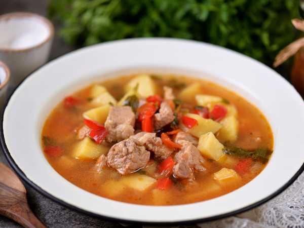 Суп из свинины с пшеном и овощами