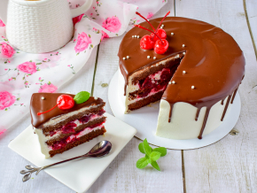 Шоколадный торт с вишней и творожным кремом | Кулинарные рецепты любящей жены