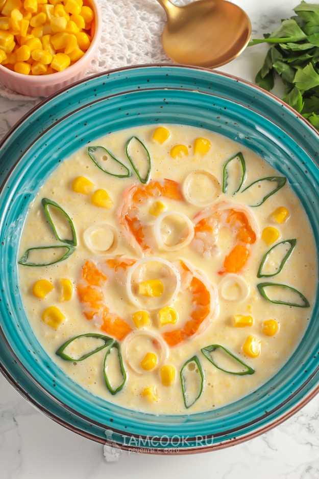 Суп с морским коктейлем, кукурузой и креветками, пошаговый рецепт с фото на ккал