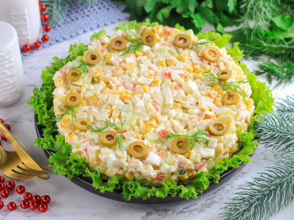 Классический крабовый салат с кукурузой без риса - 9 пошаговых фото в рецепте