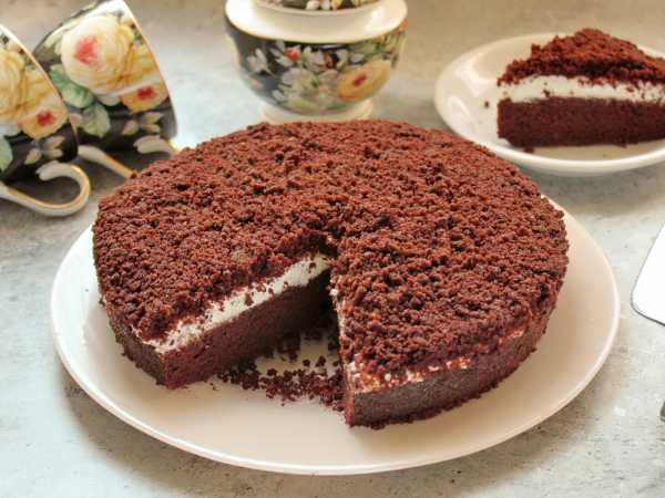 Бисквитный торт с шоколадом, фундуком и миндалем