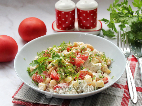 Салат с красной фасолью, помидором и сыром – пошаговый рецепт приготовления с фото