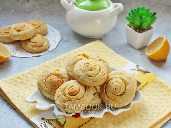 Лимонное печенье на кефире, рецепт с фото