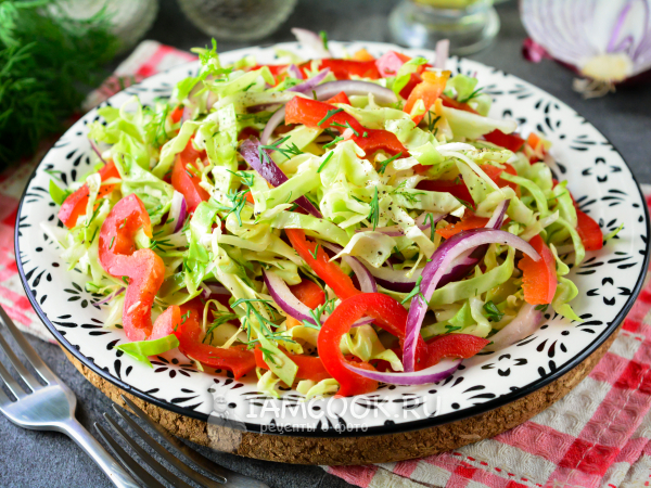 Салат из капусты с болгарским перцем, рецепт с фото