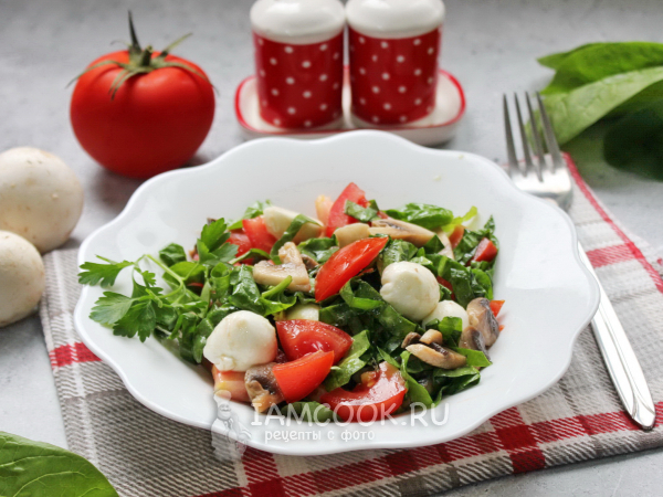 Салат со шпинатом и моцареллой, рецепт с фото