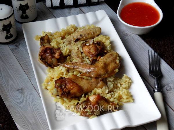 Курица с рисом в духовке (всегда рассыпчатый рис)