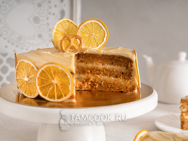 Постный морковный торт с апельсиновым кремом, рецепт с фото