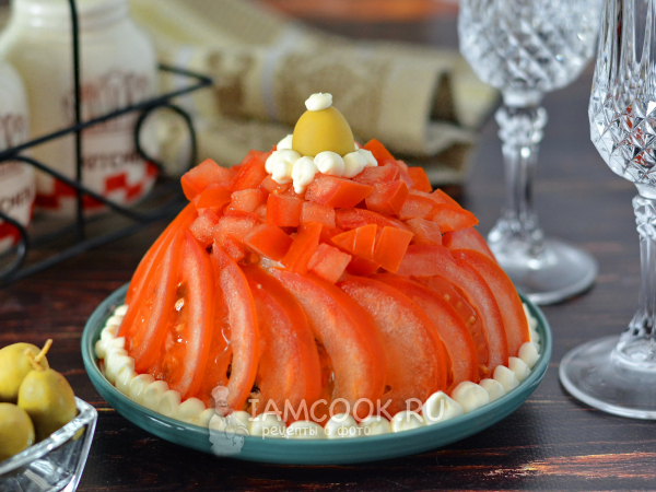 Салат Красная Шапочка с помидорами рецепт фото пошагово и видео