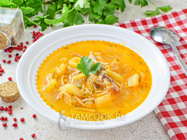 Томатный суп с макаронами, курицей, овощами, базиликом - рецепт с фото