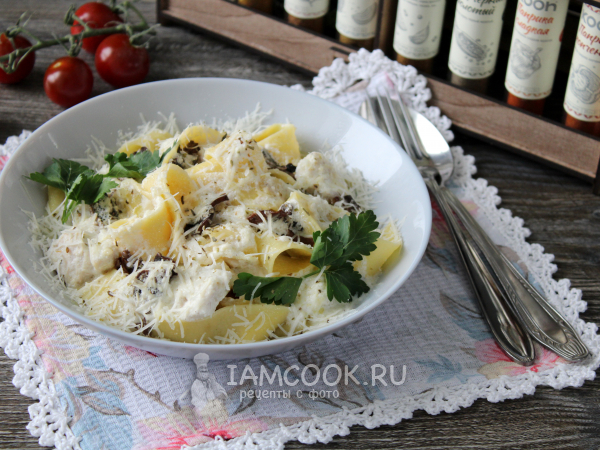 Паппарделле с курицей и грибами, рецепт с фото