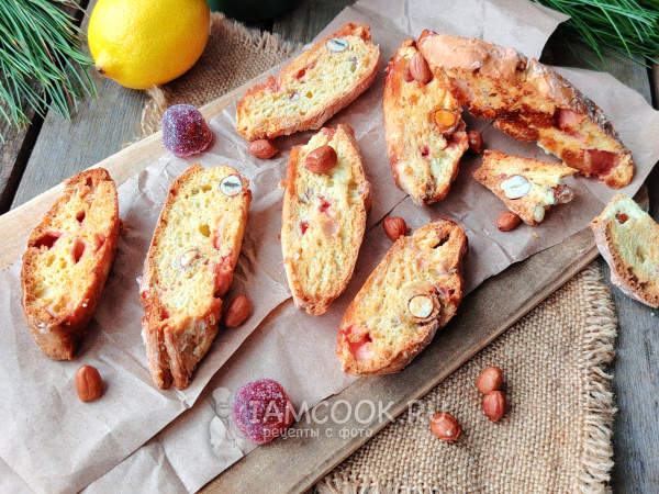 Печенье бискотти с мармеладом (вишнёвым), рецепт с фото