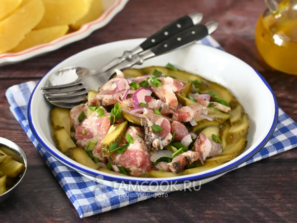 Салат из сала и соленых огурцов, рецепт с фото