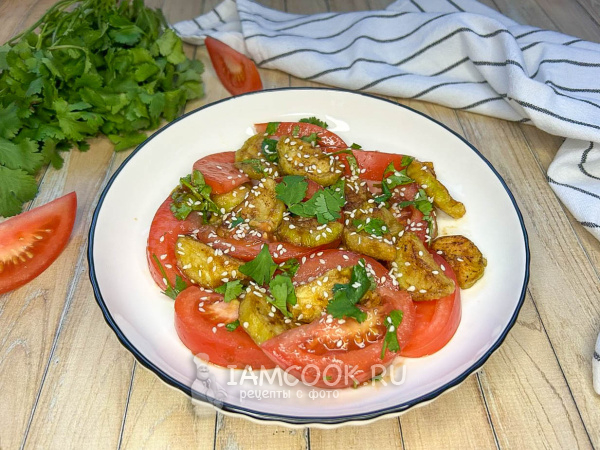 Азиатский салат с баклажанами и помидорами, рецепт с фото