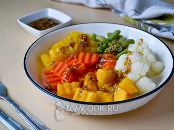 Овощи на пару с соусом, рецепт с фото