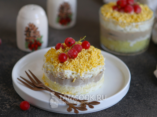 Салат с паштетом из куриной печени, рецепт с фото