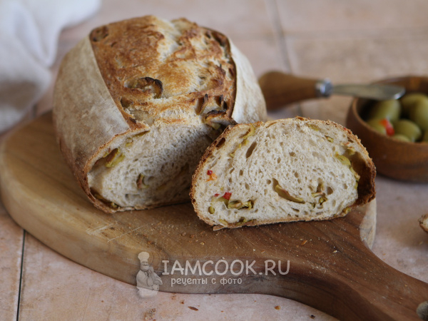Хлеб на закваске с оливками, рецепт с фото