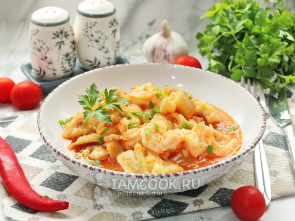 Минтай с креветками, рецепт с фото