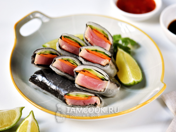 Спринг-роллы с тунцом, рецепт с фото