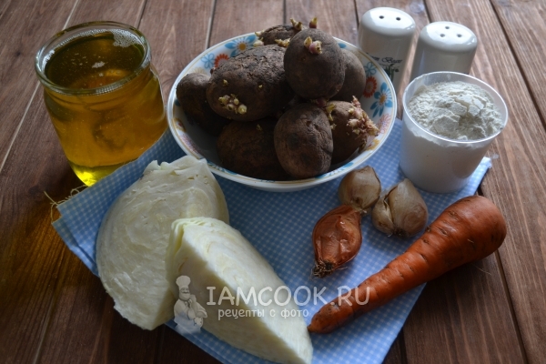 Ингредиенты для постных картофельных зраз с капустой