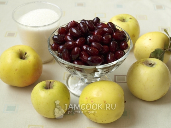 Ингредиенты для джема из яблок и кизила