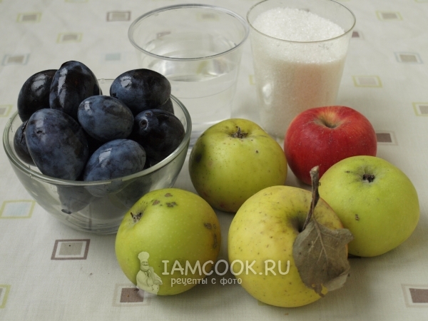 Ингредиенты для яблочно-сливового джема на зиму