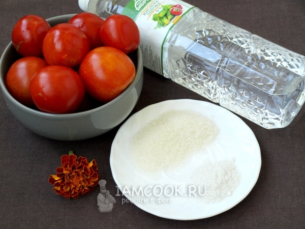 Ингредиенты для помидоров, маринованных с бархатцами