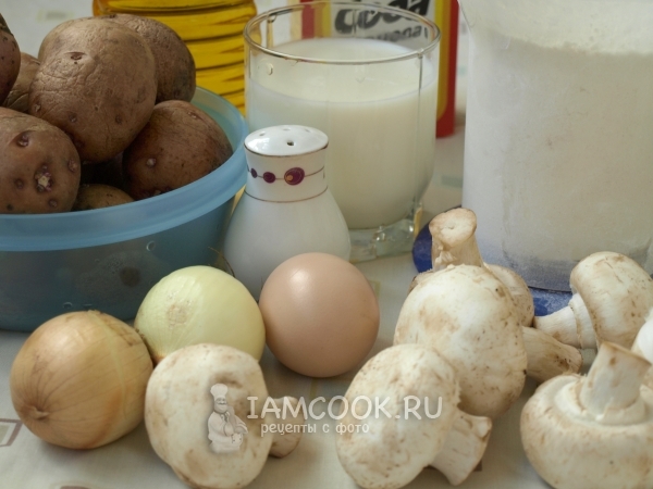 Ингредиенты для блинов с картошкой и грибами