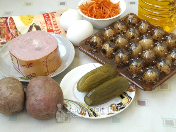 Ингредиенты для салата «Гнездо перепёлки»