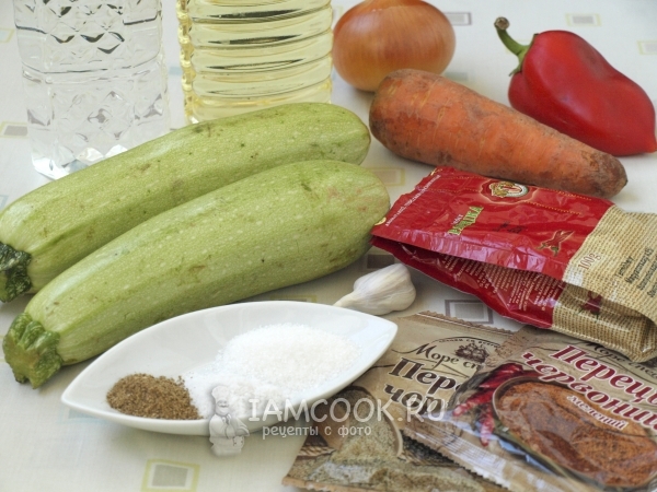 Ингредиенты для маринованных кабачков по-корейски быстрого приготовления