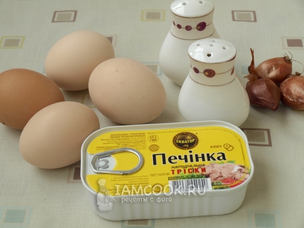 Ингредиенты для яиц, фаршированных печенью трески