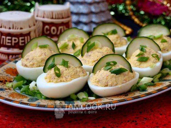 Яйца фаршированные печенью трески - грибочки боровички - рецепт с фото | Домашние рецепты