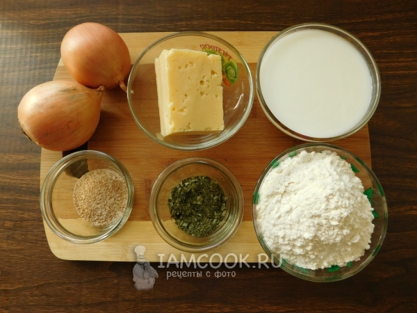 Ингредиенты для луковой лепёшки в духовке