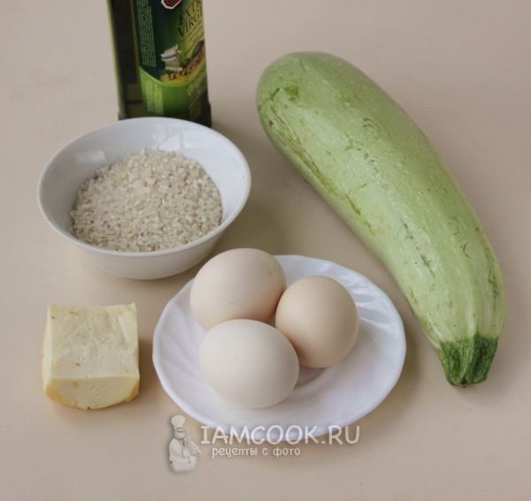 Ингредиенты для запеканки из кабачков с рисом