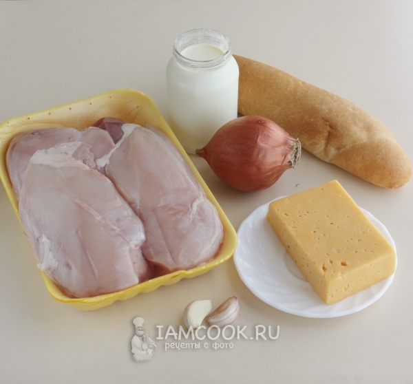Ингредиенты для куриных тефтелей в сливочном соусе в духовке