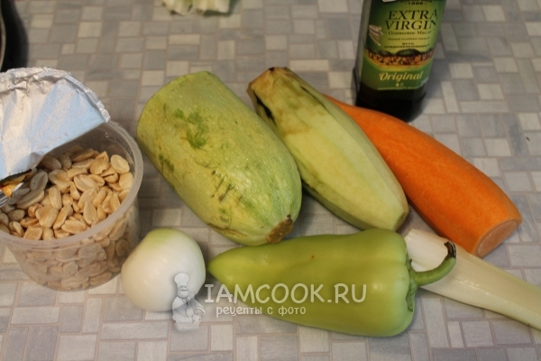 Ингредиенты для тёплого овощного салата с орешками