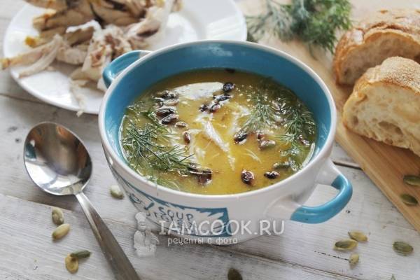 Тыквенный крем-суп с курицей на сливках