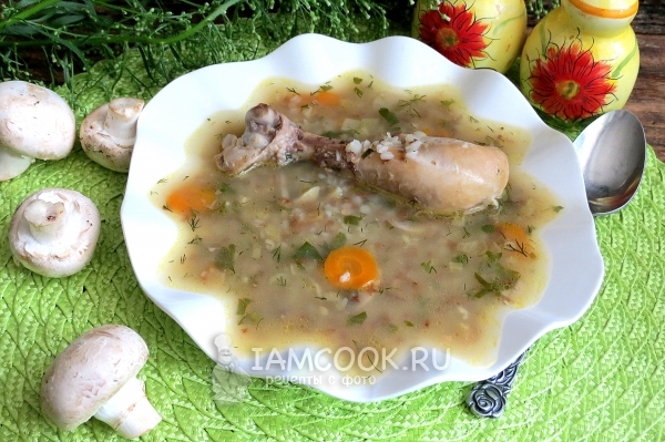 Фото гречневого супа с грибами и курицей