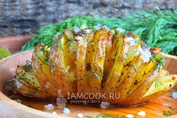 Картофельный веер с укропом: рецепт с творогом и зеленью
