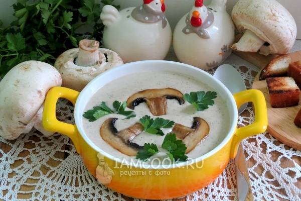 Сырный суп с сушеными грибами