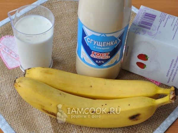 Ингредиенты для мягкого бананового мороженого