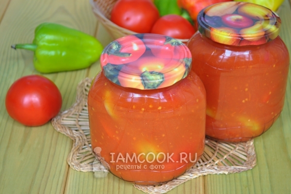 Фото помидоров без шкурки с болгарским перцем в томате
