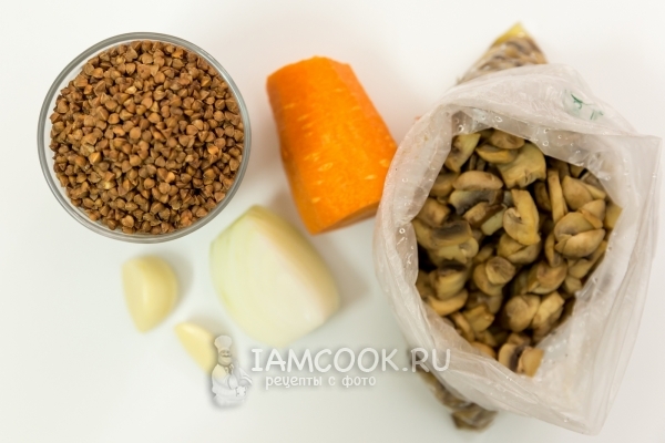Ингредиенты для постной гречки с грибами