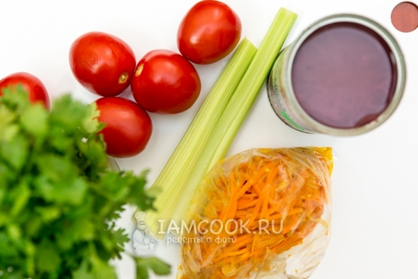 Ингредиенты для постного салата с корейской морковью