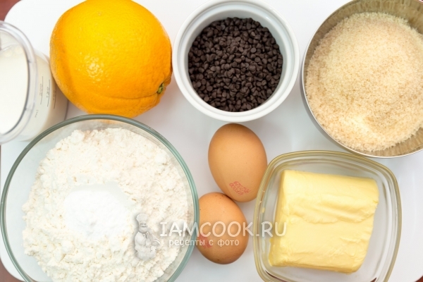 Ингредиенты для апельсиново-шоколадного кекса
