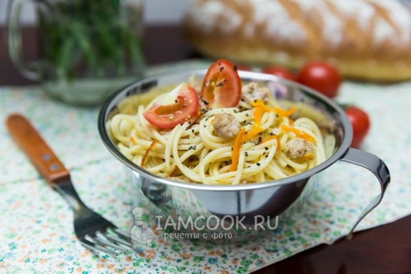 Рецепт спагетти с фаршем и сванской солью