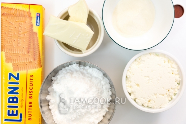 Ингредиенты для чизкейка из творога без выпечки с желатином