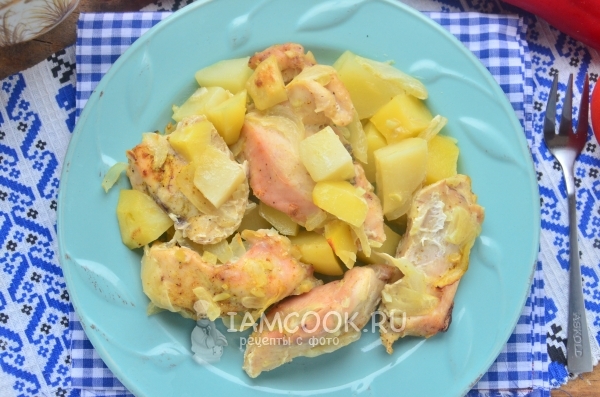 Рецепт картошки, запеченной с курицей в мультиварке