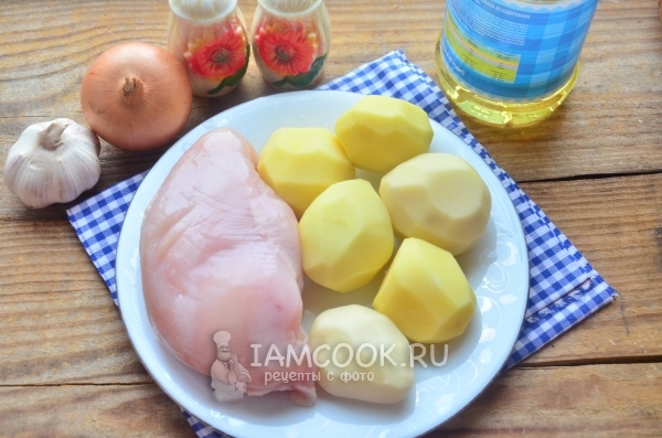 Ингредиенты для картошки, запеченной с курицей в мультиварке