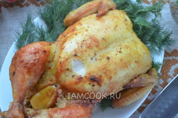 Запеченная фаршированная курица, пошаговый рецепт на ккал, фото, ингредиенты - Simona